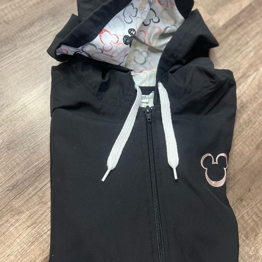 Black Hooded Jacket with Embroidered Detail